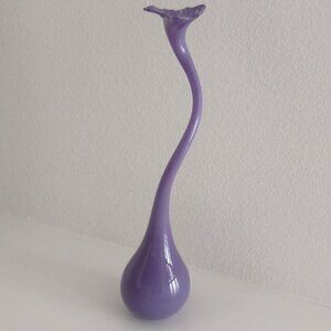 Rare VTG BOB RYNEARSON Purple Ryno Glass Spiral Art Signed Spiral Vase
